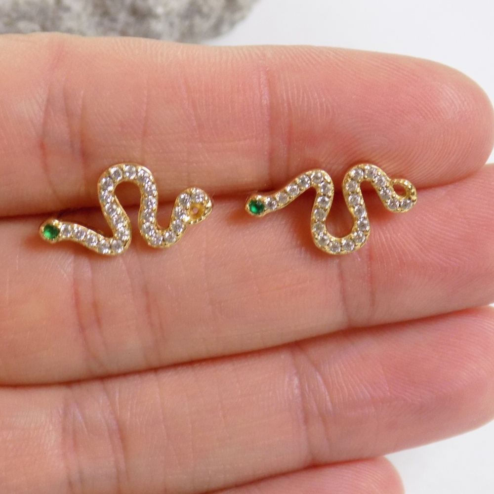 gold snake ear climbers ear crawlers ear cuff - Picture 4 of 6